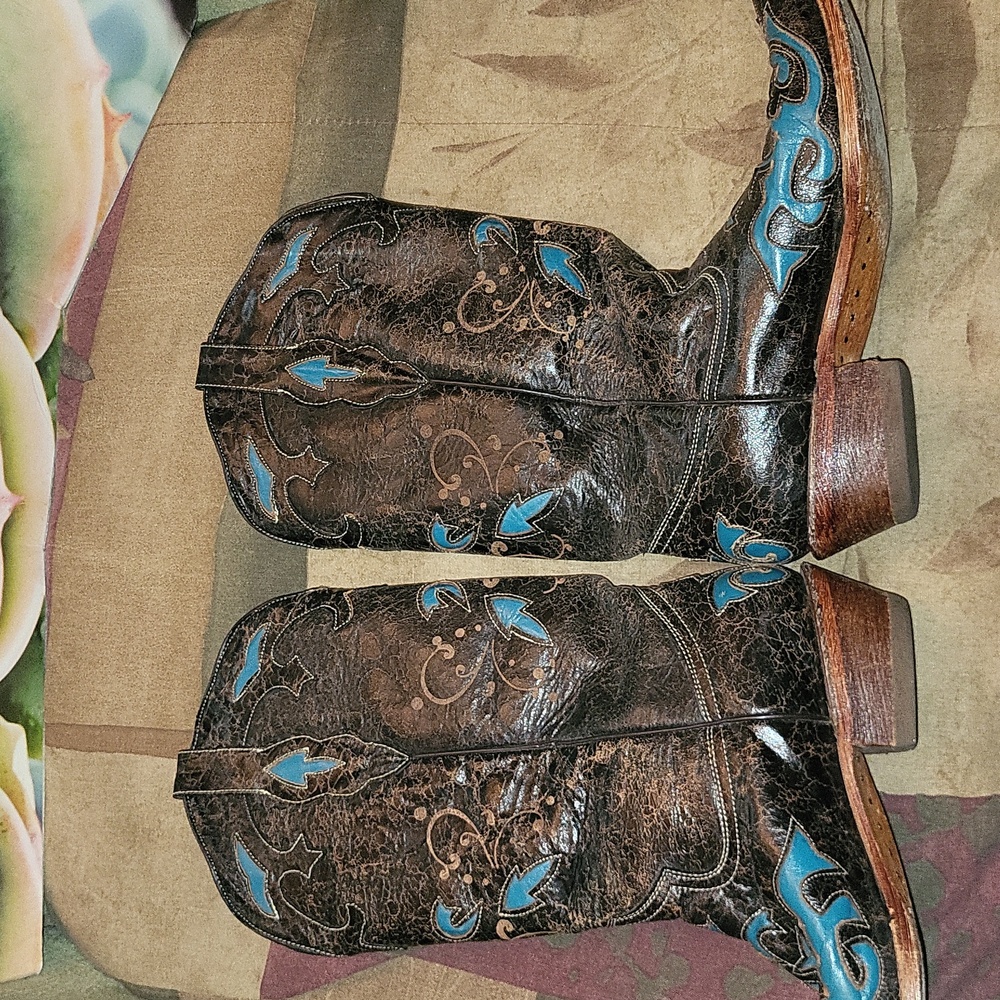 Pecos Bill Leather Cowboy Boots 8 - Picture 14 of 14